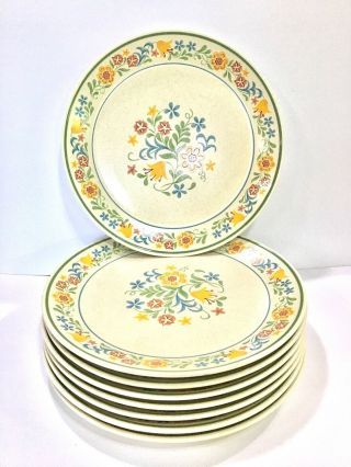 Set Of 8 Vintage Temper - Ware By Lenox Quakertown 10 " Dinner Plates Floral