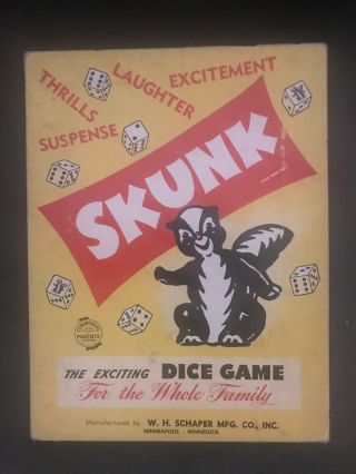 Vintage W.  H.  Schafer Mfg Co.  1953 Skunk The Exciting Dice Game 500