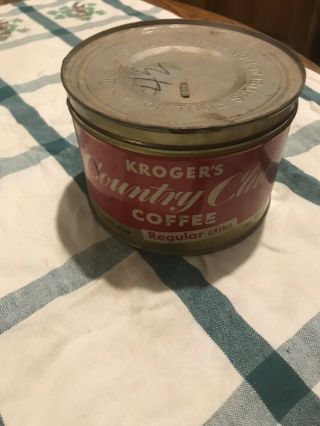 Vintage Coffee Can.  Kroger’s Country Club Regular Grind.