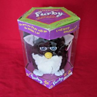 Vintage Furby 70 - 800 Black White Pink Ears Video Tiger With Tag