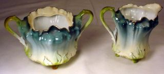 Vintage S & T RS Germany Footed Creamer And Sugar 2