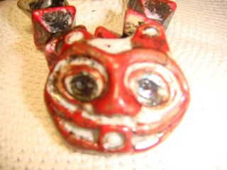 Vintage & Hand Crafted CAT Necklace Molded & Hand Painted Unusual & Adorable 2