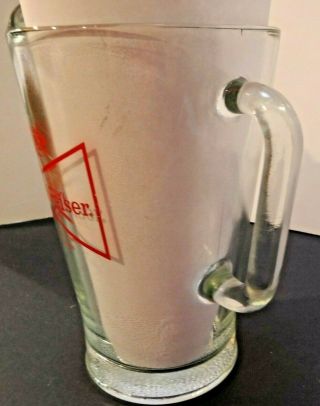 Vintage Budweiser Glass Pitcher 60 oz Red Bow tie Heavy King of Beers Pub Bar 4