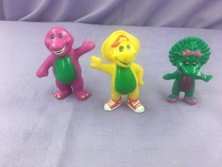 3 Vintage Barney The Purple Dinosaur & Friends 3 " Baby Bop & Bj Pvc Figure Vgc