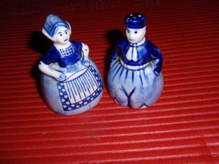 Vintage Elesva Holland Delft Blue Ceramic Salt And Pepper Shakers 3 In.  Tall