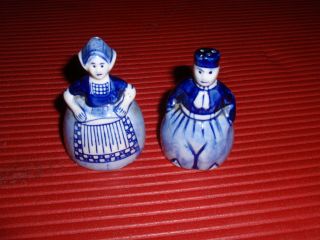 VINTAGE ELESVA HOLLAND DELFT BLUE CERAMIC SALT AND PEPPER SHAKERS 3 IN.  TALL 3