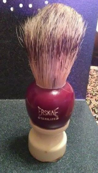 Vintage Erskine Pure Badger Hair Shaving Brush Set In Rubber Lucite Handle 4267