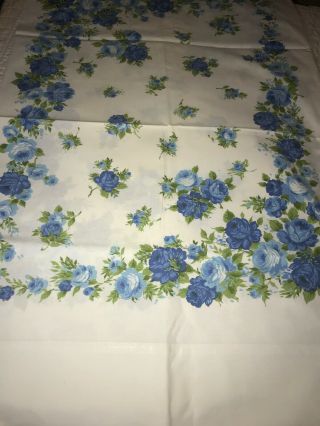 Vintage Lady Pepperell Blue Rose Floral All Cotton Standard Single Pillowcase