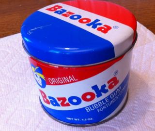 Collectible Vintage Bazooka Bubble Gum Tin Can