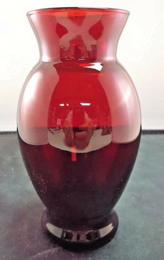 Vintage Anchor Hocking Ruby Red 6 " Depression Glass Vase
