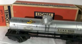 Lionel Train - Vintage Aluminum Sunoco Silver Sunx 6555 Tanker 955 - 6 Frame