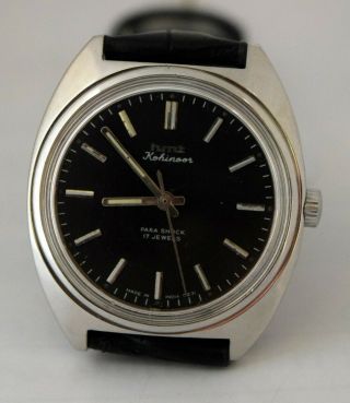 Hmt Kohinoor Black Dial Vintage Men ' s 17 Jewel Para Shock Wrist Watch 3