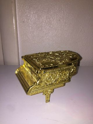 Vintage Trinket Jewelry Box Gold Baby Grand Piano Display Vintage Estate