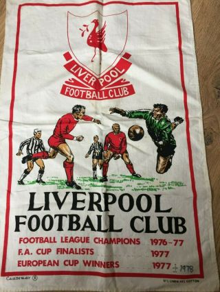 Liverpool Football Club Vintage Tea Towel 1976/77 (classic Red Shirt) Ultra Rare