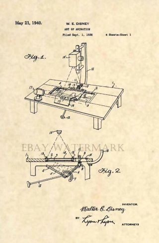 Official Walt Disney Cartoon Us Patent Art Print - Vintage Animation - Mickey 132