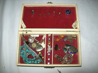 Vintage,  C.  1960 Jewellery Box By Tallant Of Bond St.  With Various Contents