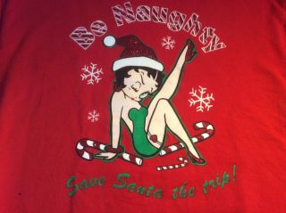 Vtg Betty Boop ‘be Naughty Save Santa The Trip’ Christmas Sweatshirt Red Xl