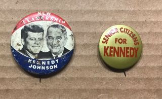 2 Vintage John F.  Kennedy Jfk Presidential Pinback Buttons