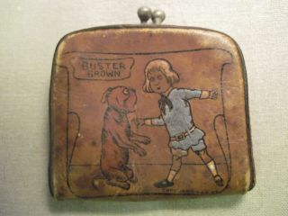 Vintage Buster Brown Small Leather Change Purse With Buster And Tige