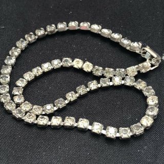 Stunning Vintage Signed Coro Clear Sparkly Rhinestone Choker Necklace