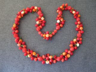 Vintage Carmen Miranda Fruits & Leaves Plastic & Glass Necklace Germany