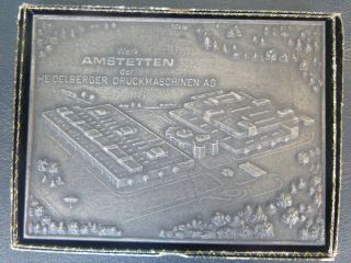 Vintage Heidelberg Werk Amstetten Foundry Brass Plaque Printing Press