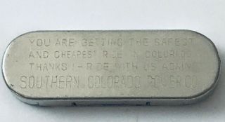 Vintage J.  E.  Mergott Bus Token Holder,  Advertising Southern Colorado Power