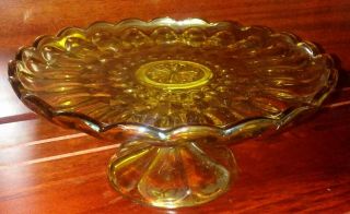 Vintage Imperial Amber Glass Cake Plate Pedestal Stand