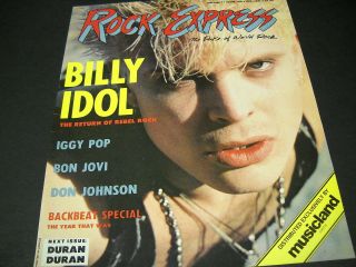 Billy Idol Frameable Vintage Rock Express Cover Ad The Return Of Rebel Rock