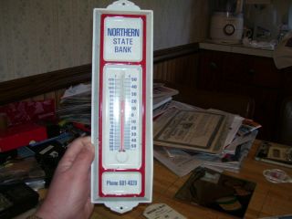 Vintage Northern State Bank Thief River Falls Mn Advertising Thermometer