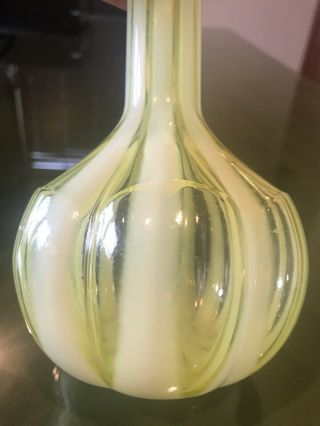 Vintage Fenton Topaz Opalescent Rib Optic Melon Stripe Barber Bottle 4