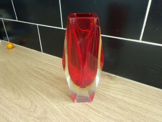 Stunning Vintage Heavy Art Glass Small Vase