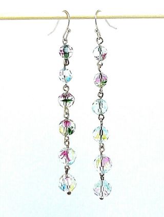 1930s Art Deco Iris / Rainbow glass drop earrings - match vintage necklaces 3