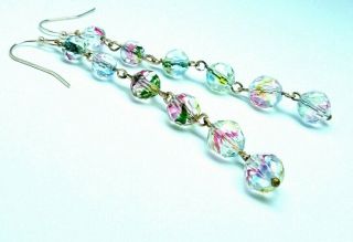1930s Art Deco Iris / Rainbow glass drop earrings - match vintage necklaces 4