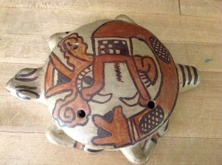 Vintage Mexican Folk Art Ceramic Clay Pottery Flute Ocarina Whistle Turtle 2