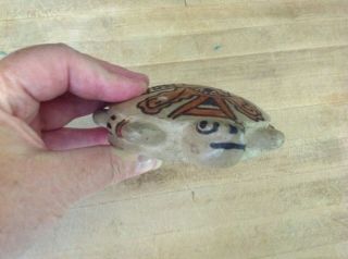 Vintage Mexican Folk Art Ceramic Clay Pottery Flute Ocarina Whistle Turtle 4