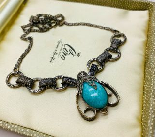 Vintage Jewellery Art Deco Peking Glass Ornate Necklace