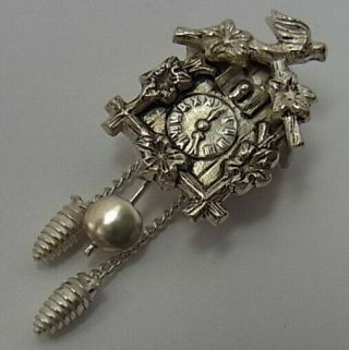 Quality Vintage Silver Articulated Cuckoo Clock Charm With Moving Parts
