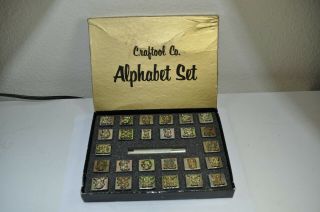 Vintage Craftool Leather Stamp Tools Stamps 3/4 Alphabet Tool Set No.  8139