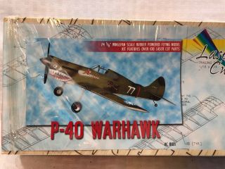 Vintage Hobby Craft P - 40 Warhawk Wood Model Kit 24 5/8 " Wing Span Boxed