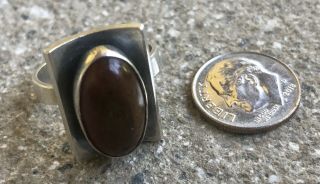 Vintage Nils FROM 925 Sterling Silver Danish Modernist MCM Ring Amber?? Denmark 5