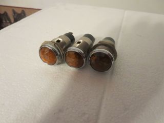 3 Vintage Amber Curved Lens Dash Gauge Panel Light Hot Rod Dialco 31204 - 111