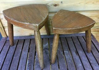 Vintage Benchwork Hand Crafted Beech Wood Tricorn Foot Stool Seats Table