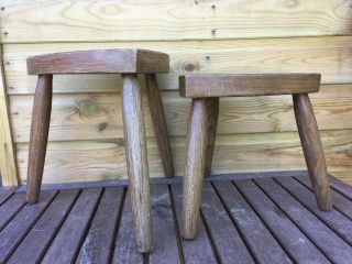 Vintage BENCHWORK Hand Crafted Beech Wood Tricorn Foot Stool Seats Table 3