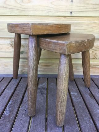 Vintage BENCHWORK Hand Crafted Beech Wood Tricorn Foot Stool Seats Table 5