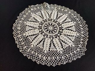 Vintage Large Hand Crochet Off White/Ecru Doily 4