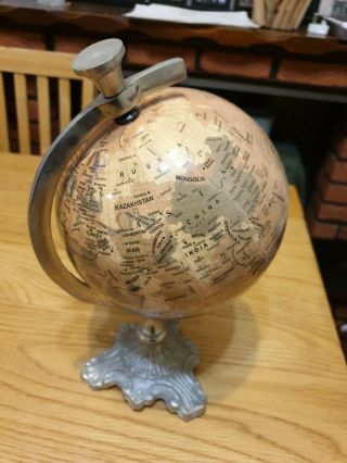 Antique Old Vintage 12 " Terrestrial Globe On Metal Stand Vintage