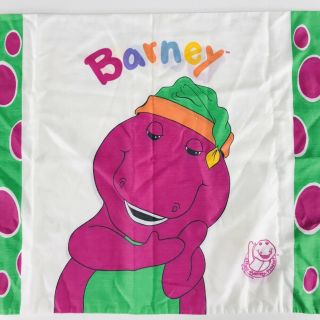 Vintage 1992 Barney The Dinosaur Bibb Twin Size Pillowcase 31 By 20 Usa Made