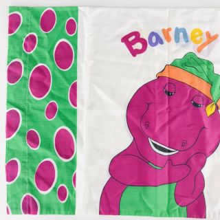 Vintage 1992 Barney The Dinosaur BIBB Twin Size Pillowcase 31 by 20 USA Made 2