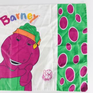 Vintage 1992 Barney The Dinosaur BIBB Twin Size Pillowcase 31 by 20 USA Made 3